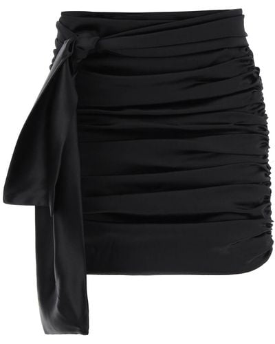 Dolce & Gabbana Ruched Satin Mini Skirt - Black