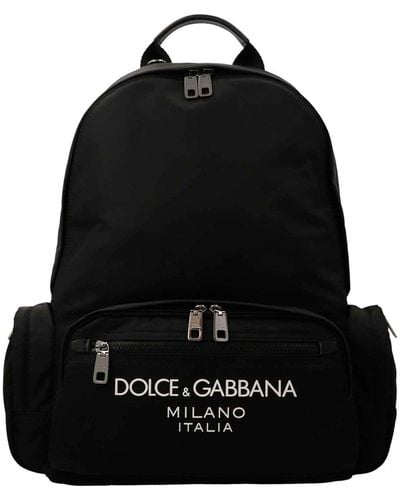 Dolce & Gabbana Logo Nylon Backpack Backpacks - Black