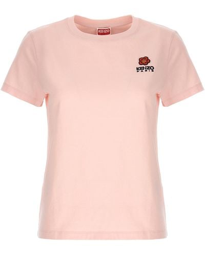 KENZO Logo Embroidery T Shirt Rosa