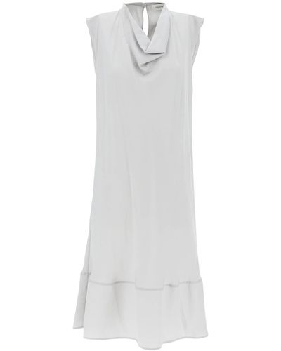 Lemaire Midi Dress With Diagonal Cut In - White