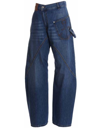 JW Anderson Embroidered Logo Jeans Blu