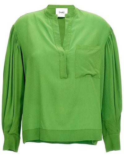 Nude Silk Bloshirt Shirt, Blouse - Green