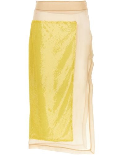 A.W.A.K.E. MODE Sequin Long Skirt Gonne Giallo