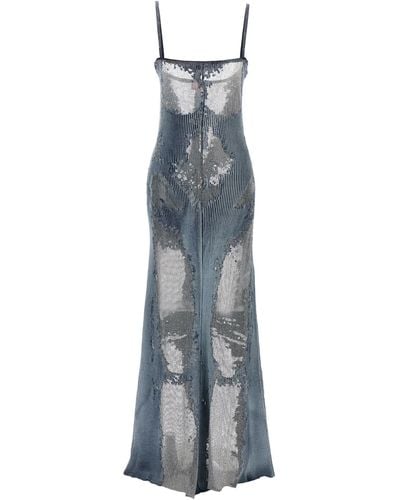DIESEL Claudia Maxi Dress in Sinestone Burnout Jersey - Blu