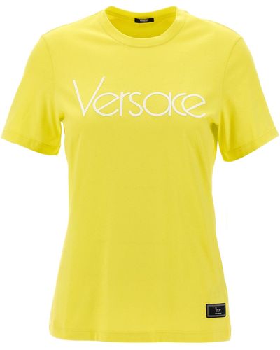 Versace Logo Embroidery T Shirt Giallo