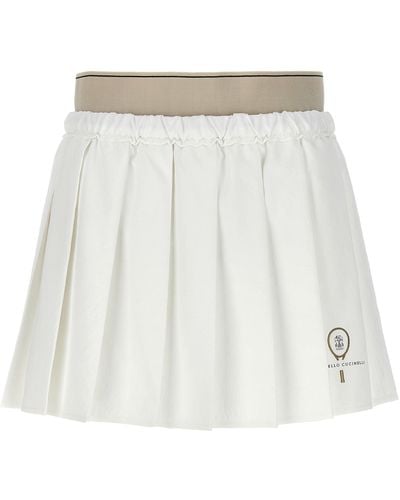 Brunello Cucinelli Mini Pleated Skirt Gonne Bianco