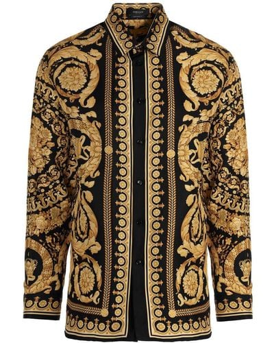 Versace Camicia in seta stampa barocco - Nero