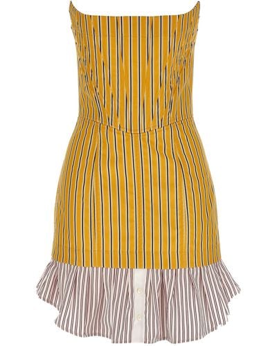 DSquared² Preppy Striped Bustier Mini Dress - Yellow