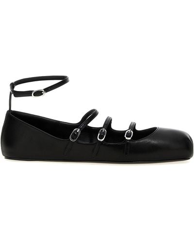 Alexander McQueen Leather Ballet Flats Straps Flat Shoes - Black