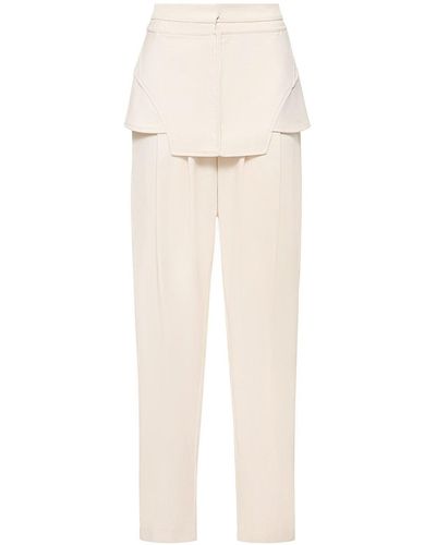 ANDREA ADAMO Viscose Blend Trouser With Frontal Panels With Metal Hooks - White