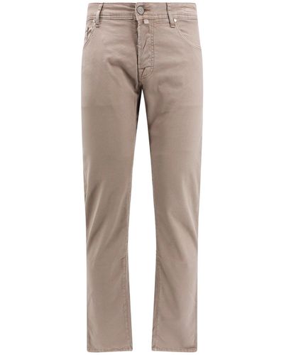 Jacob Cohen Pantalone slim in cotone con patch logo posteriore - Grigio