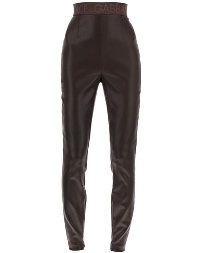 Dolce & Gabbana Coated Look Stretch Satin Leggings - Black