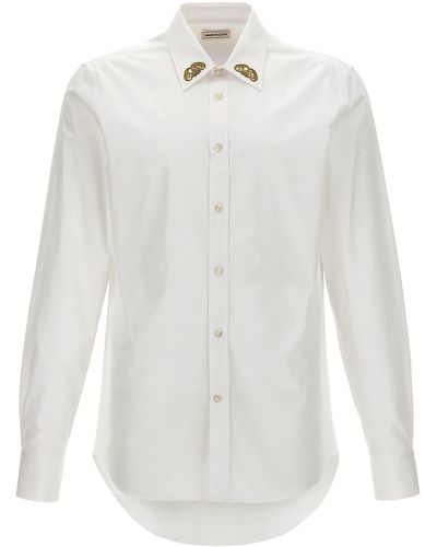 Alexander McQueen Embroidered Collar Shirt Camicie Bianco