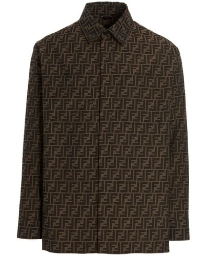 Fendi Logo Overshirt Shirt, Blouse - Brown