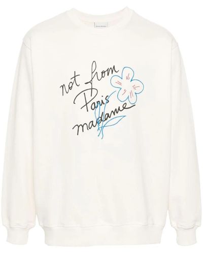 Drole de Monsieur Le Sweatshirt Slogan Esquisse - White