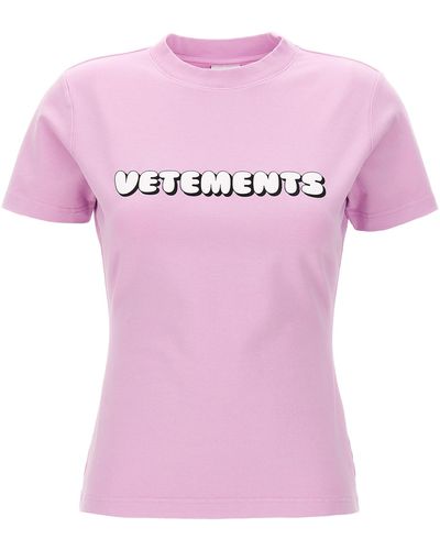 Vetements Logo T Shirt Rosa