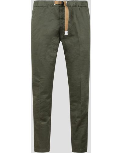 White Sand Stretch Cotton Trousers - Green