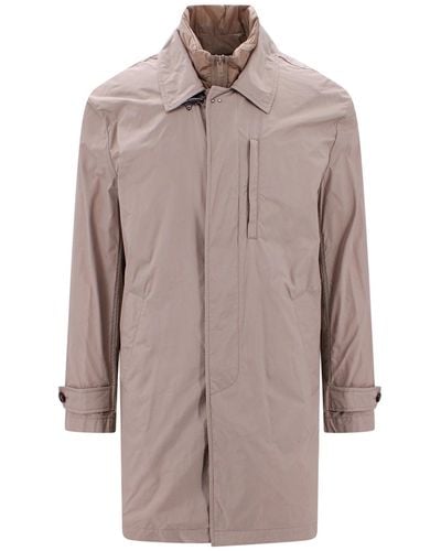 Fay Nylon Jacket With Internal Padded Vest - Brown