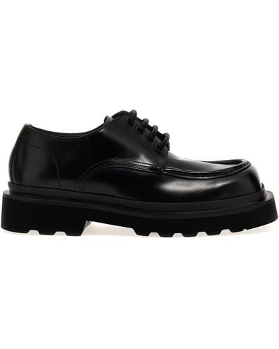 Dolce & Gabbana Brushed Leather Derby Lace Up Shoes - Black