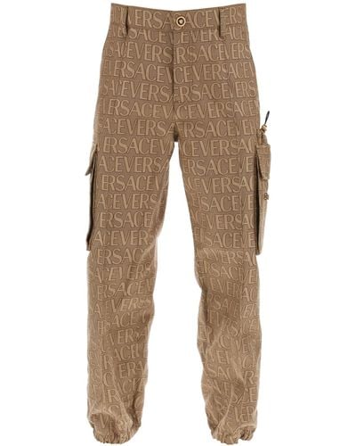 Versace Allover Cargo Trousers - Brown
