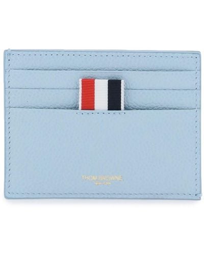 Thom Browne 4 Bar Leather Card Holder - Blue