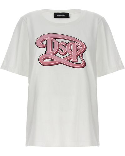 DSquared² Logo Print T Shirt Bianco