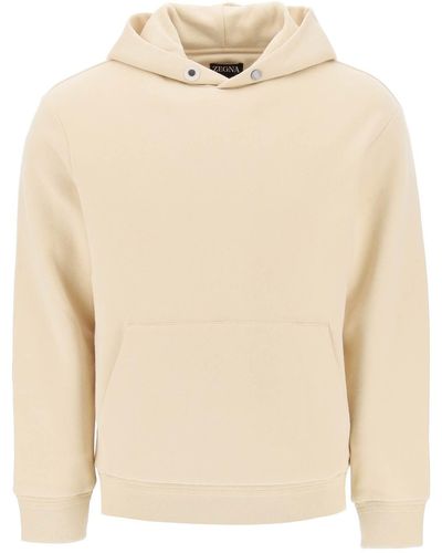 Zegna Cotton And Cashmere Hoodie - Natural