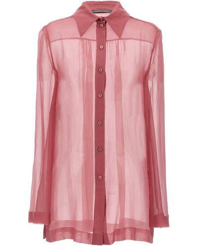 Alberta Ferretti Transparent Silk Shirt Camicie Rosa