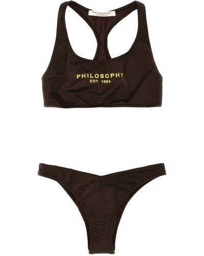 Philosophy Logo Print Bikini Beachwear - Black