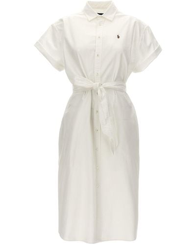 Polo Ralph Lauren Logo Embroidery Chemisier Dress Abiti Bianco