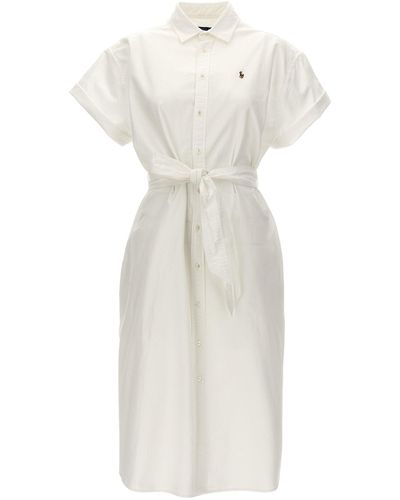 Polo Ralph Lauren Logo Embroidery Chemisier Dress - White