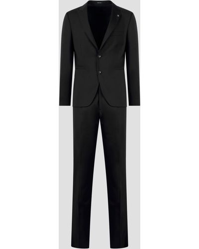 Tagliatore Satin wool single breasted suit - Nero