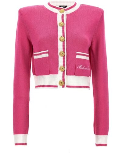 Balmain Signature Sweater, Cardigans - Pink