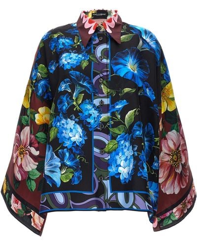 Dolce & Gabbana Floral Print Shirt Camicie Multicolor - Blu
