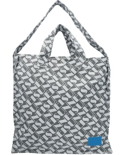 Sunnei Logo Print Denim Shopping Bag - Blue