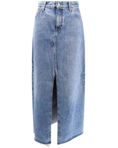 Gucci Organic Denim Long Skirt With Made In Italy Label - Blue