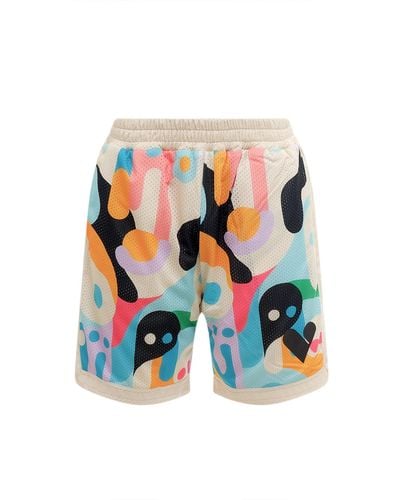 Pharmacy Industry Nyon Bermuda Shorts With Multicolour Print - Blue