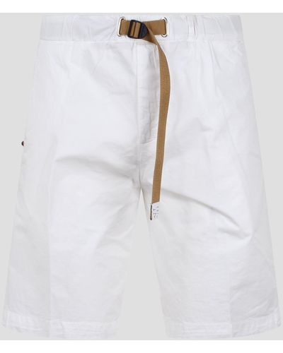 White Sand Stretch Cotton Shorts - White