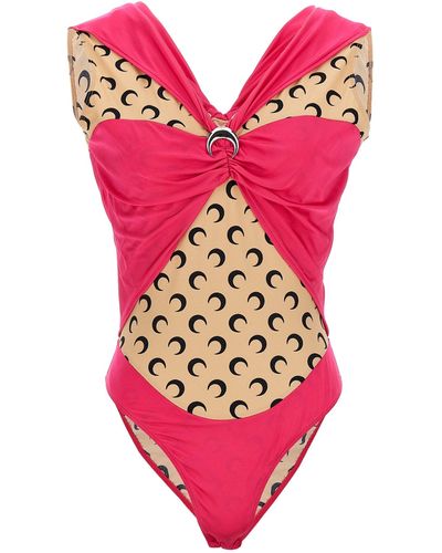 Marine Serre Logo Bodysuit Intimo Fucsia - Rosa