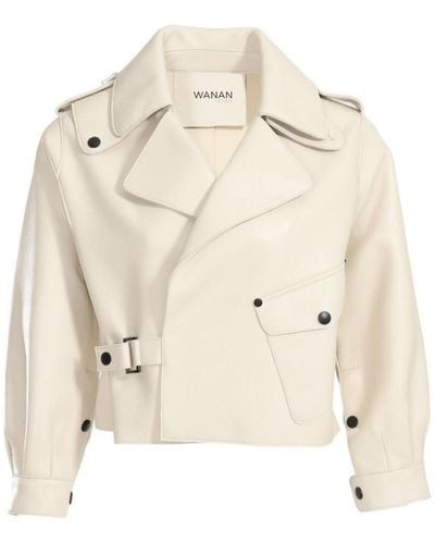 Wanan Touch Ilaria Jacket In White Lambskin Leather - Natural