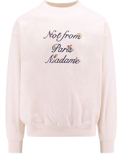 Drole de Monsieur Cotton Sweatshirt With Slogan À Fleurs Embroidery - Pink