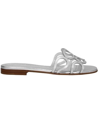 Manolo Blahnik Slippers And Clogs Barimu Leather - White