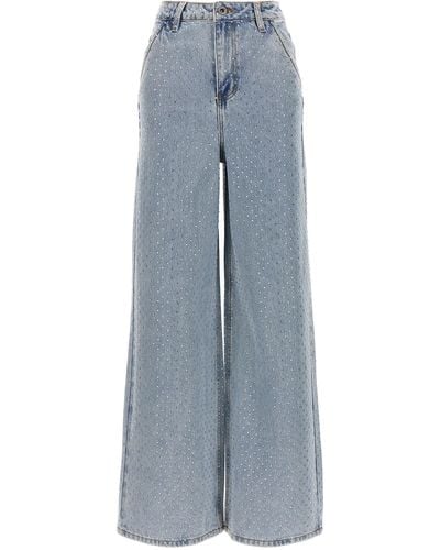 Self-Portrait Jeans 'Rhinestone Wide Leg' - Blu