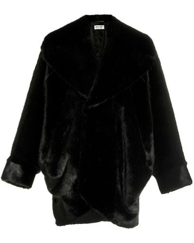 Saint Laurent Oversize Faux Coat Fur - Black