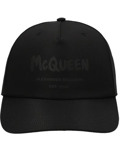 Alexander McQueen Hat Tonal Graffiti Black