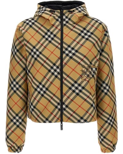 Burberry Cropped Check Reversible Jacket Giacche Beige - Metallizzato