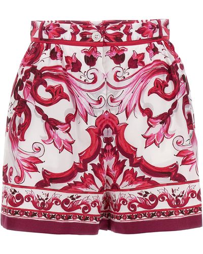 Dolce & Gabbana Maiolica Shorts Bermuda, Short - Red