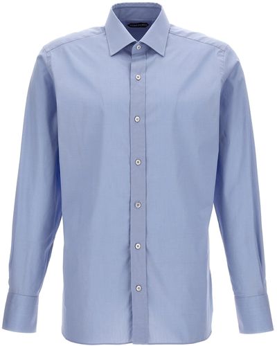 Tom Ford Poplin Cotton Shirt Camicie Celeste - Blu