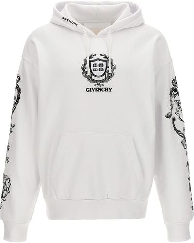 Givenchy Embroidery And Print Hoodie Sweatshirt - White