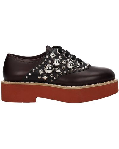 Miu Miu Lace Up And Monkstrap Leather Red